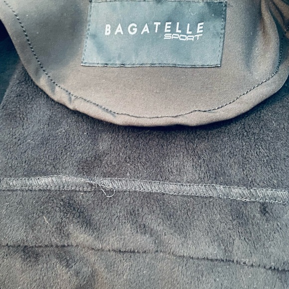 NWOT Bagatelle Sport Asymmetrical Black Hooded Mix Media Trench Coat. Size L. - Picture 4 of 11